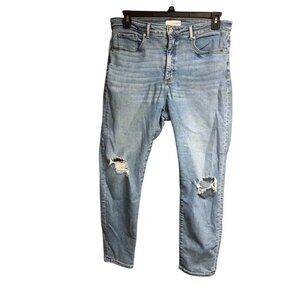 LOFT The Curvy Skinny Light Wash Jeans Holes Distressed Jeans Sz 31/12